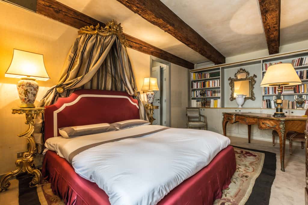 RIght view of the luxurious master bedroom with antique Venetian furnishing - The Venetian Penthouse Apartment RIght view of the luxurious master bedroom with antique Venetian furnishing - The Venetian Penthouse Apartment